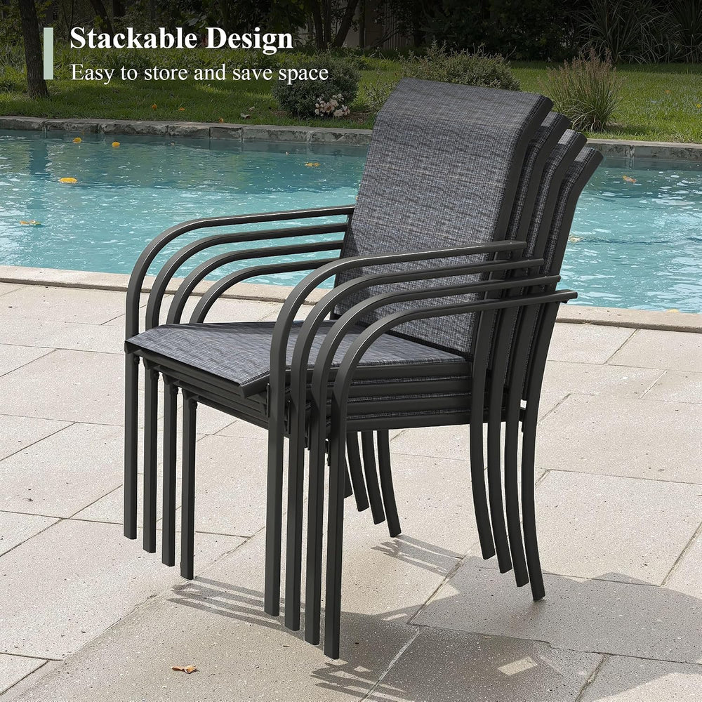 7 Pieces Outdoor Dining Set, Stackable Textilene Patio Chairs & 59.2"...