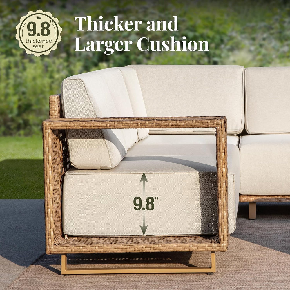 MIXPATIO Patio Furniture Set with Swivel Chairs &10" Thick Cushions