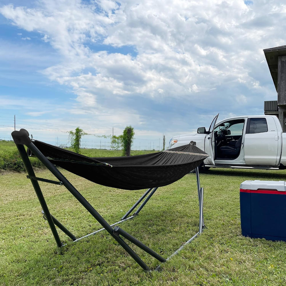 Tranquillo Uniki Hammocks, Instant 30s Foldable Hammock with Stand, Black