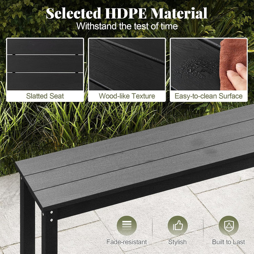 Tangkula HDPE Outdoor Bench, 2-3 Person Patio Bench, 55" Backless Garden...