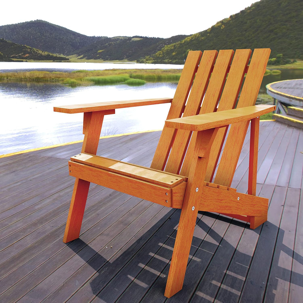 JONATHAN Y Irving 32" Solid Acacia Wood Adirondack Chair, Light Brown