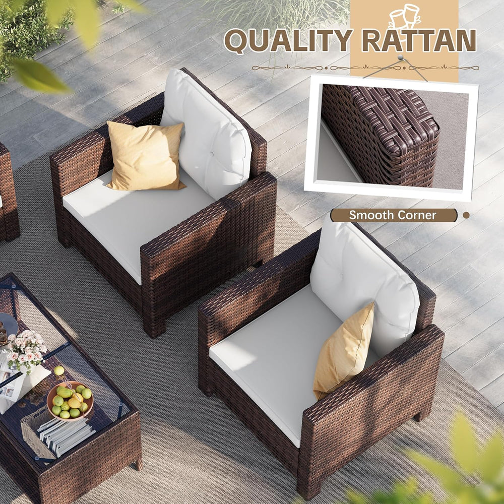 Homall 4 Pieces Patio Furniture Sets Wicker Chair Conversation Sofa