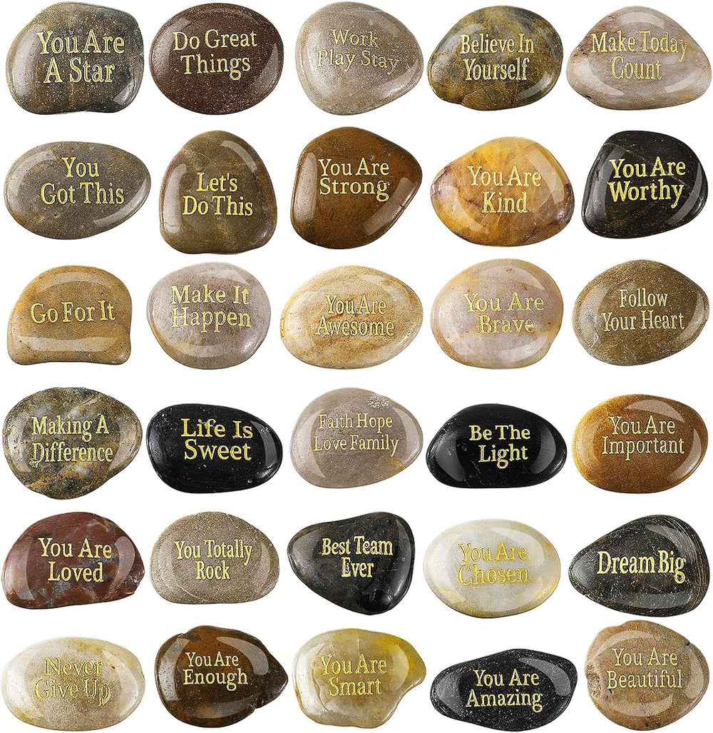 30 Pcs Inspirational Stones Encouragement Words Engraved Rocks | Bulk Garden ...
