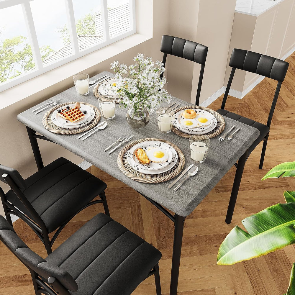Garvee Farmhouse Dining Table Set for 4, Small Kitchen Table with 4 Upholster...
