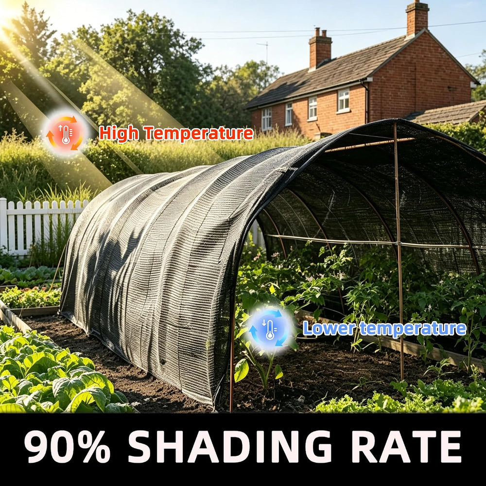 10x20 FT Shade Cloth for Garden, 90% Sun Shade Covers Black, UV Resistant Sha...