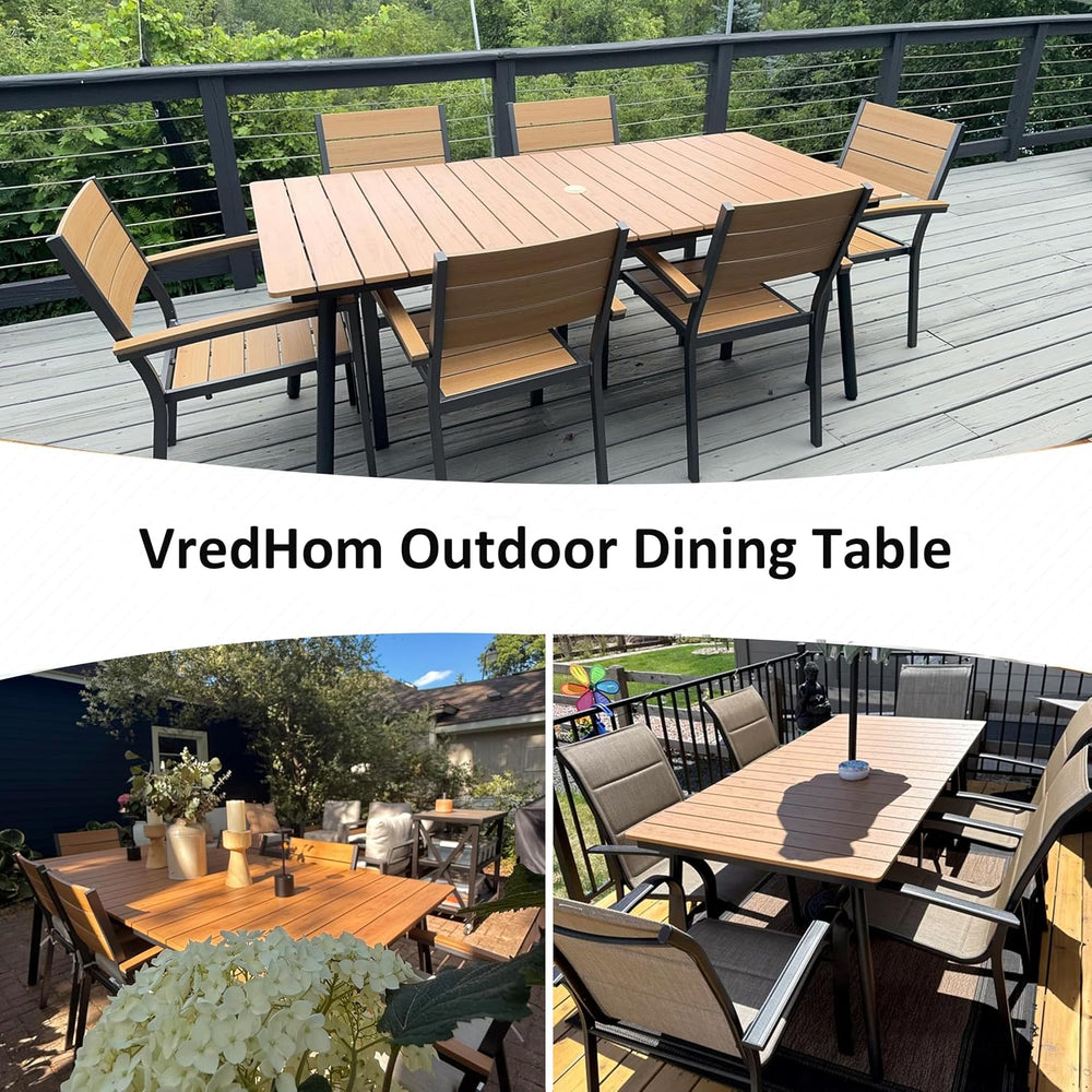 83" Patio Outdoor Dining Table for 8 Person with Wood-Grain Top