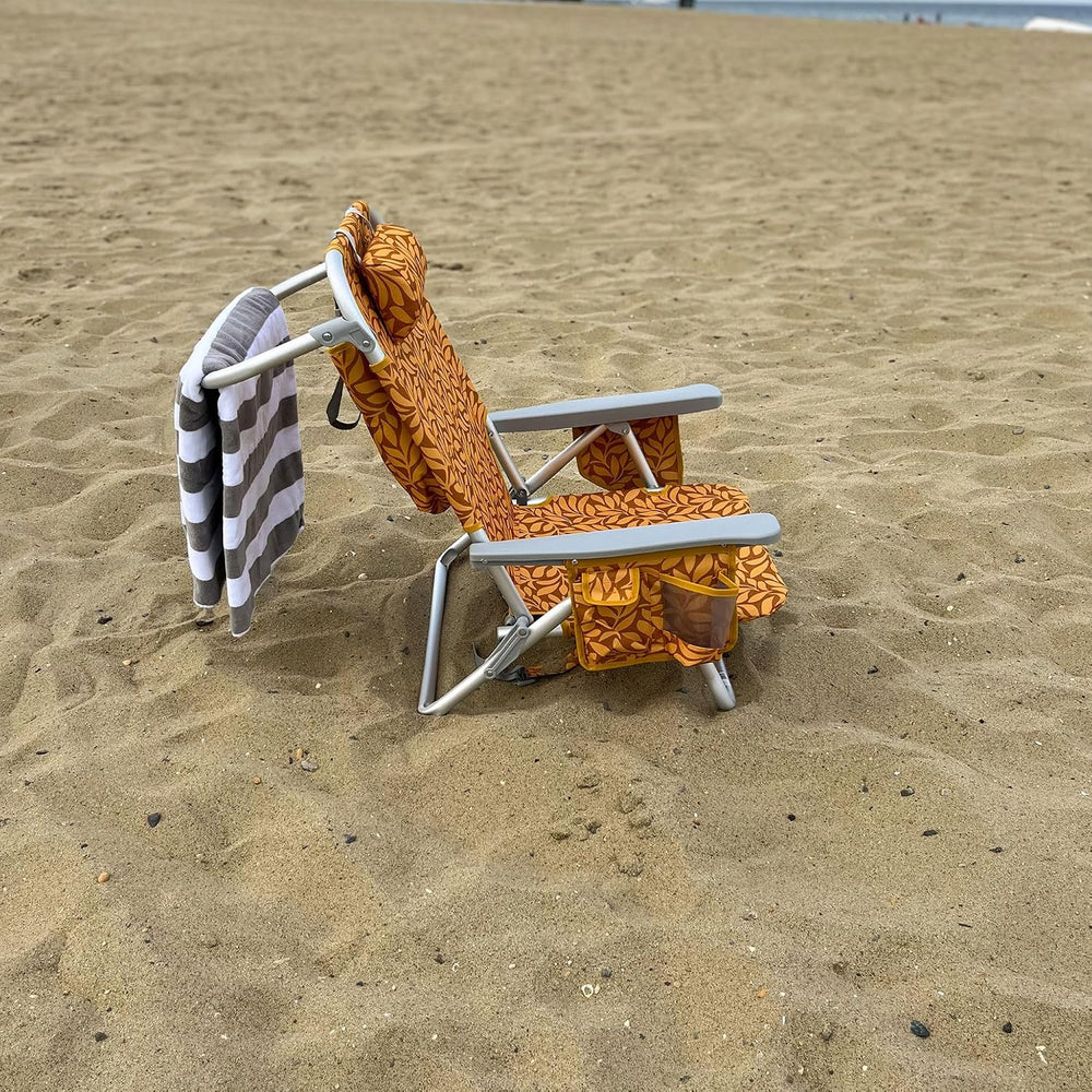 Bliss Hammocks Folding Backpack Beach Chair Recliner, Amber Leaf