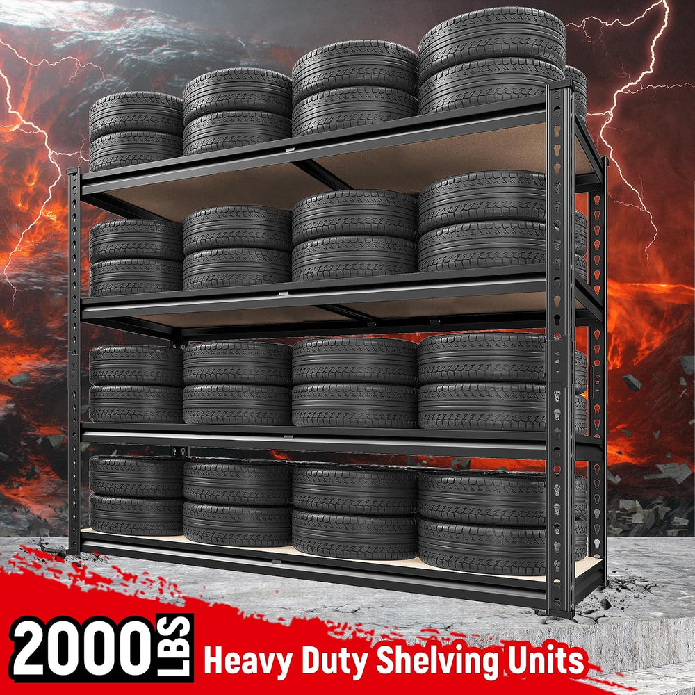 REIBII 2000LBS Storage Shelves,4-Tier Adjustable Garage Shelving for Pantry