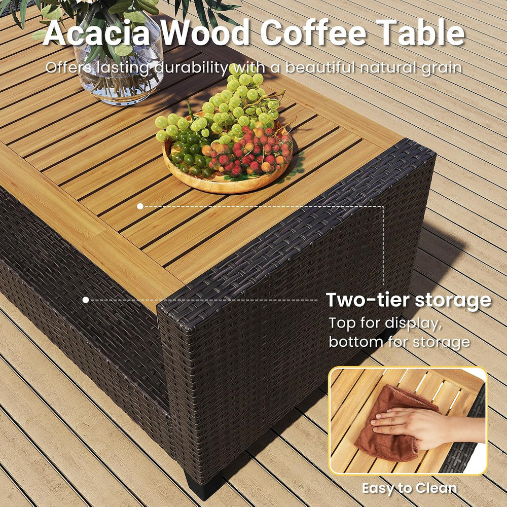 4 Piece Wicker Patio Furniture Set - Sturdy,Easy Assembly,Modern Design
