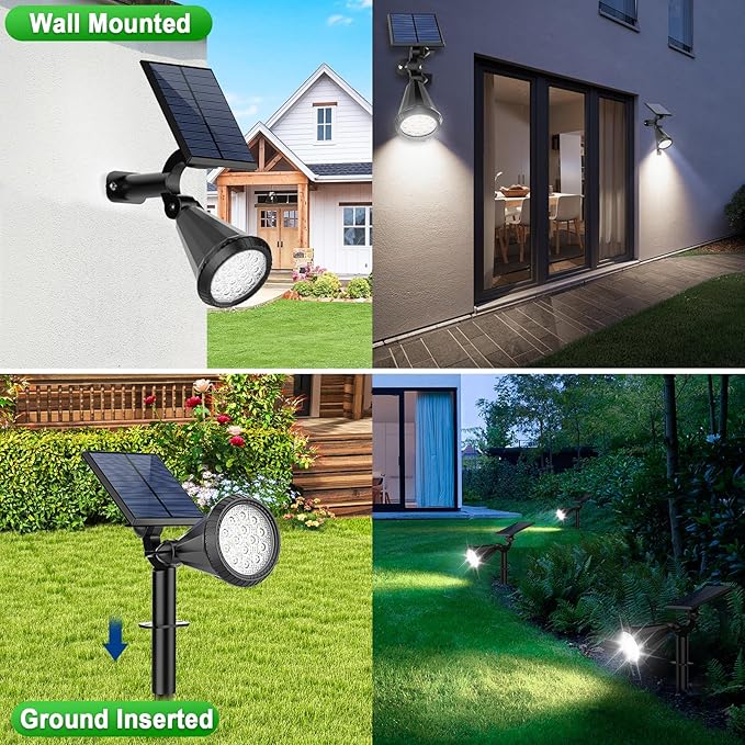 Solar Lights Outdoor Waterproof IP65 180° Adjustable Solar Powered Landscape ...