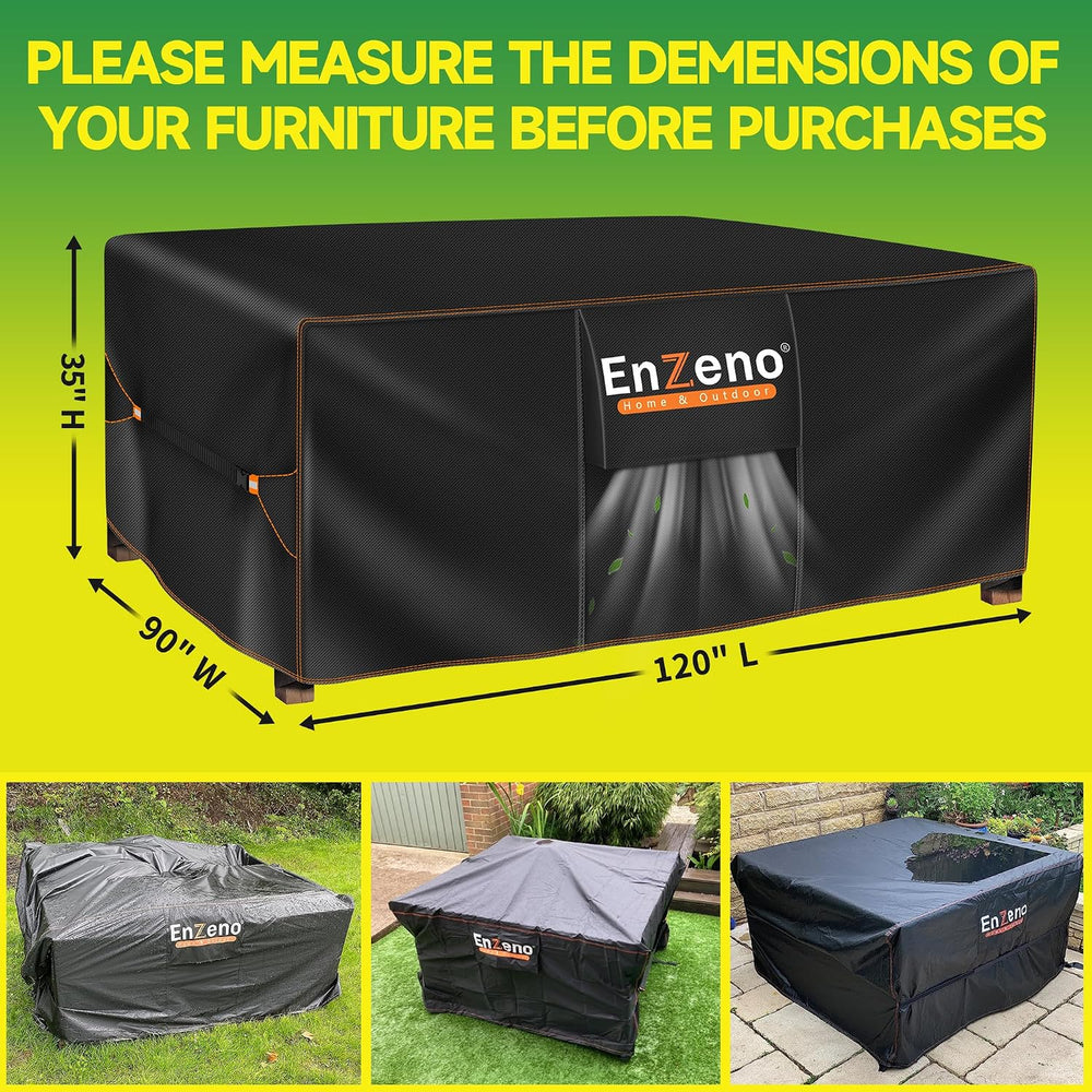Enzeno Patio Furniture Cover Outdoor Waterproof 120" L x 90" W x 35...