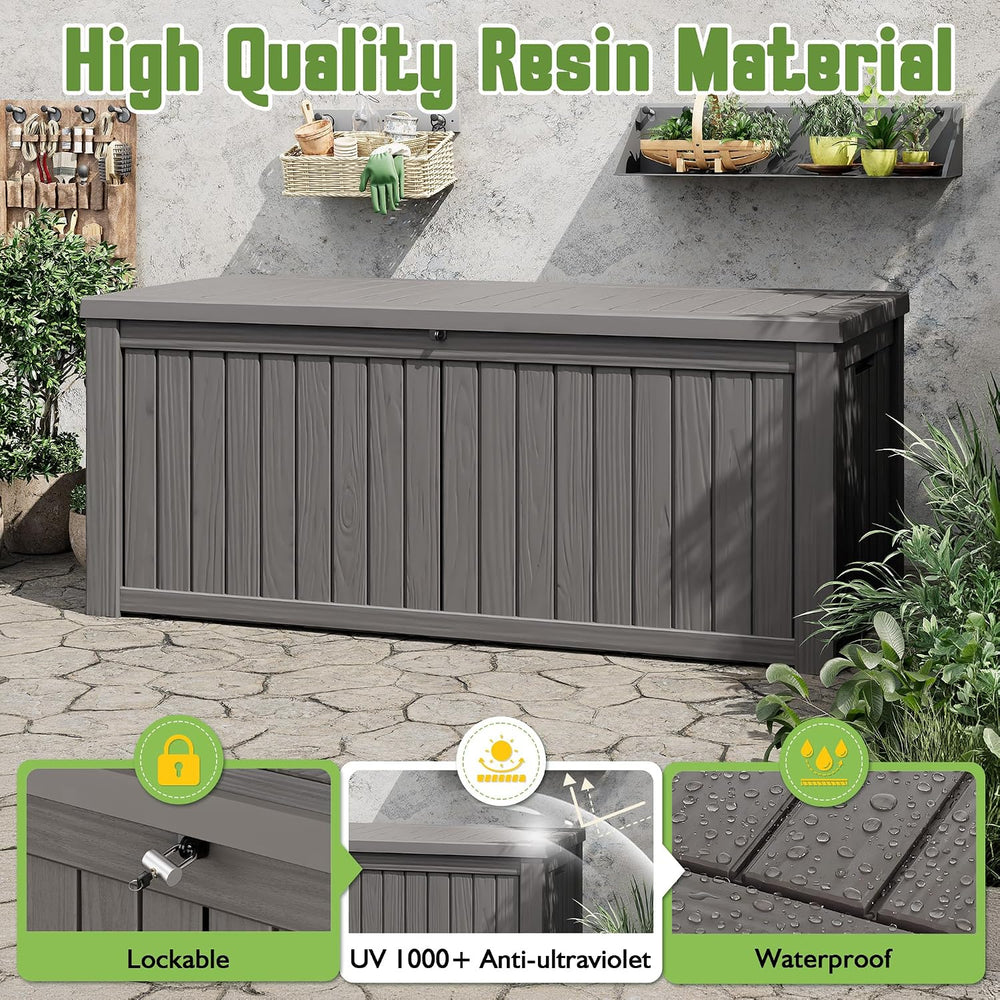 Outdoor Storage Waterproof Deck Box for Patio (220 Gallon, Grey)