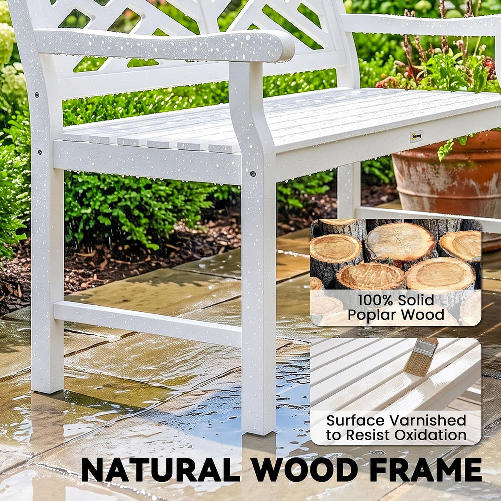 Outsunny Outdoor Garden Bench Wooden Frame Patio Bench 43.25 Inch White