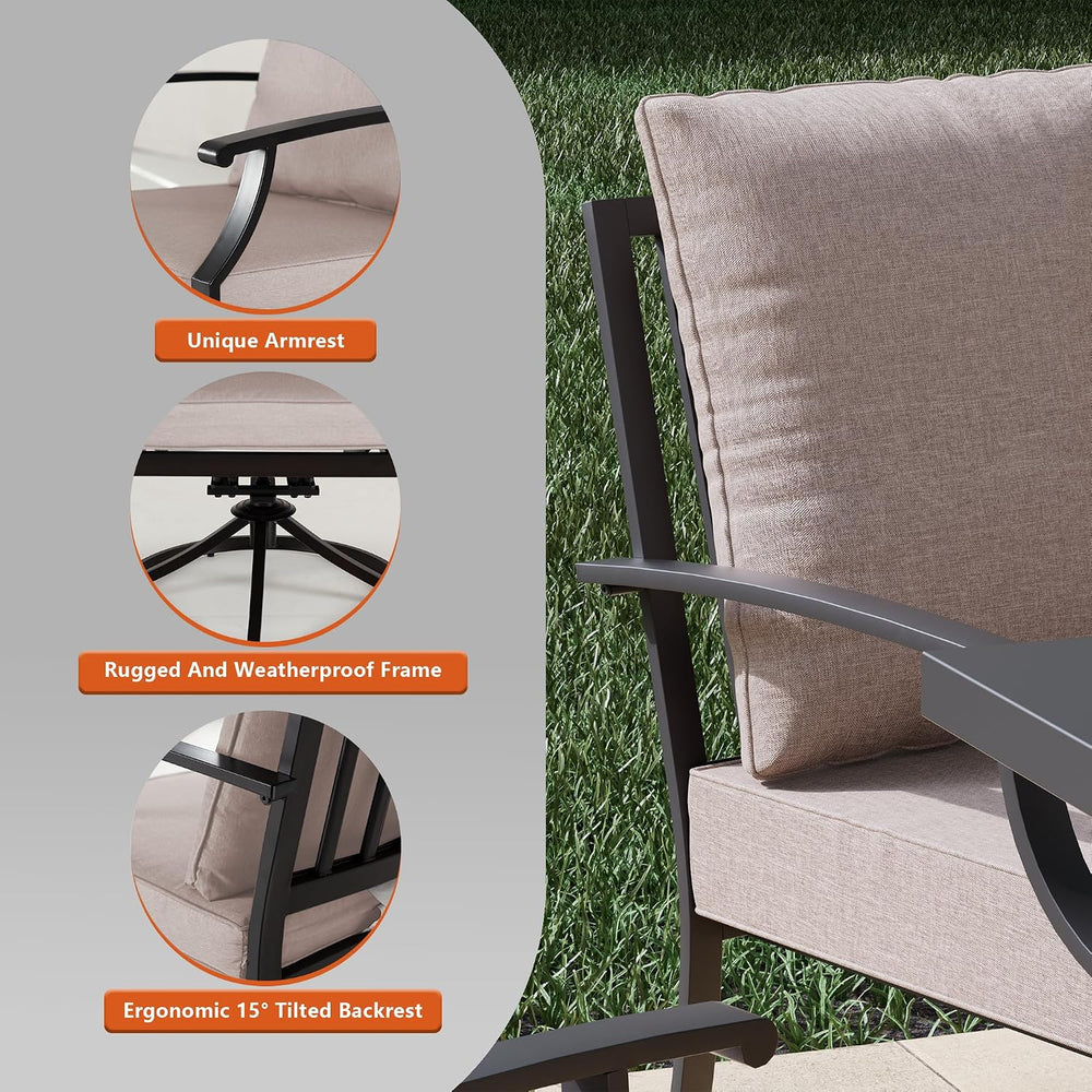 9 Piece Patio Table and Chairs Set for 8 with Umbrella Hole