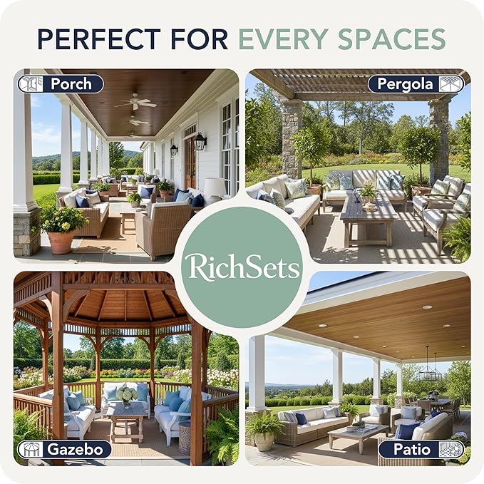 Gazebo Curtains Outdoor Waterproof 6 Panels - Windproof, Privacy, Weatherproo...