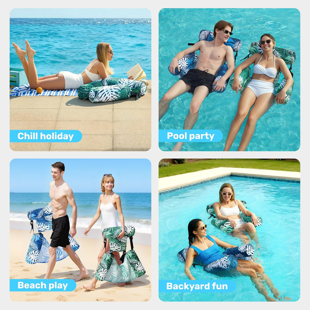 SLOOSH Inflatable Pool Floats Adult,2 Packs Floating Lounge Chairs,Blow up Po...