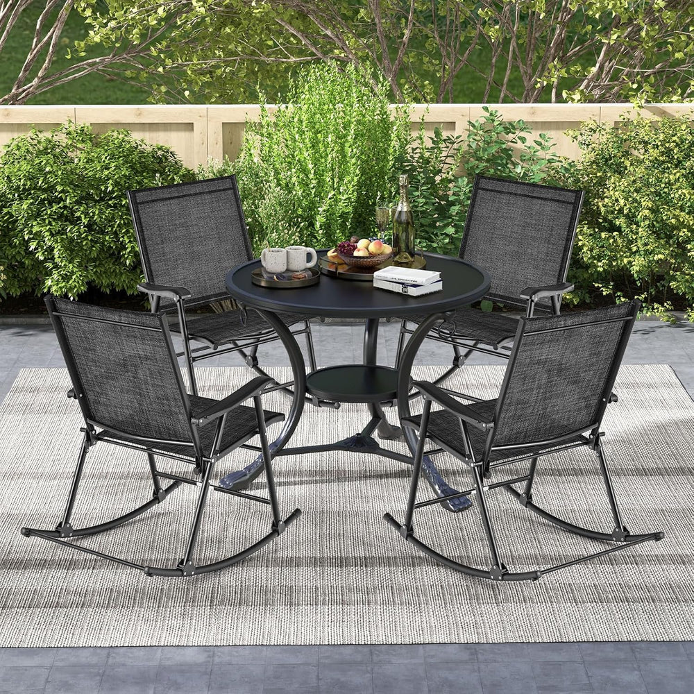 Tangkula Folding Rocking Chairs Set of 2, Patio Rockers with Breathable Seat ...