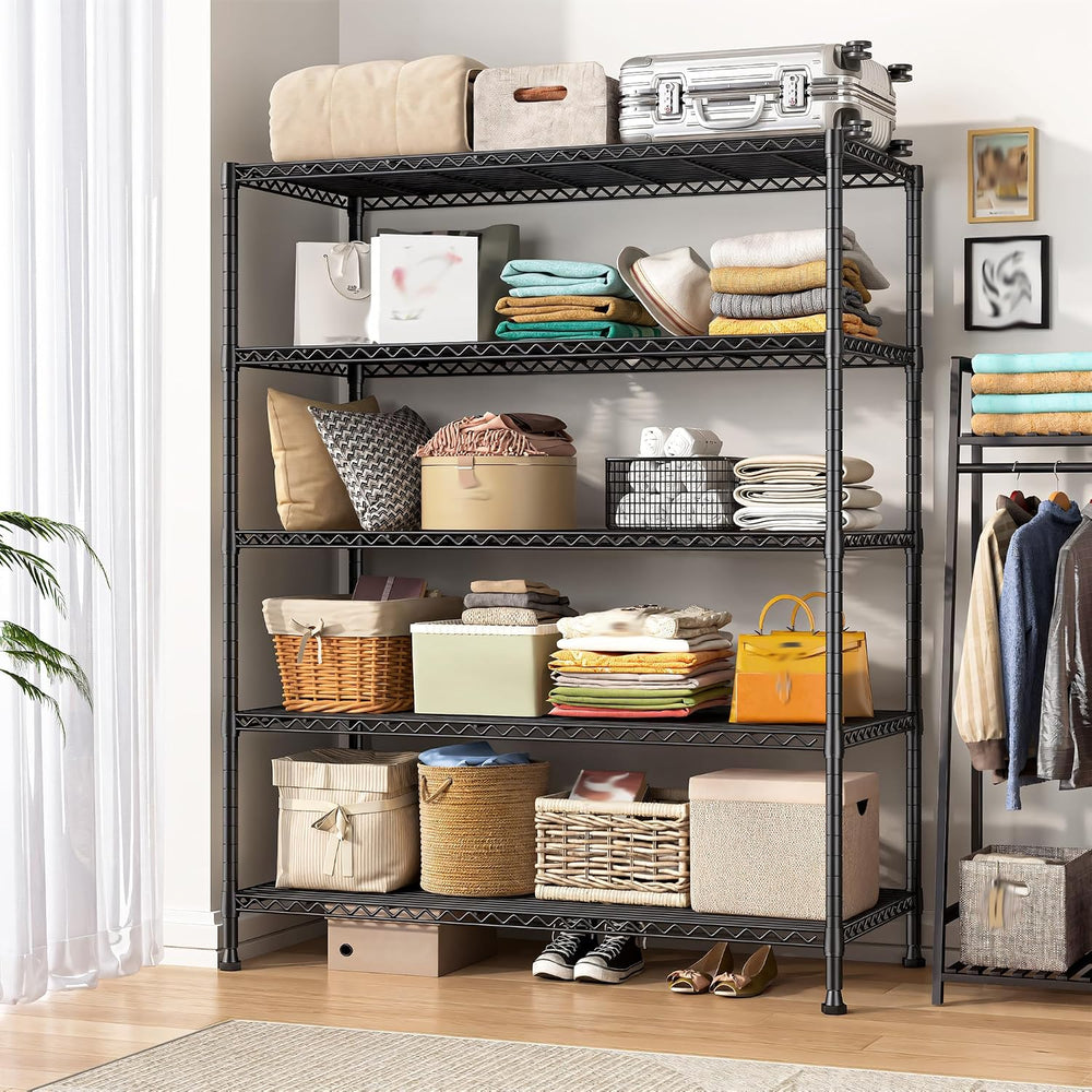 REIBII 5-Tier Storage Shelves, Space Saving&1000LBS Heavy Duty for Garage