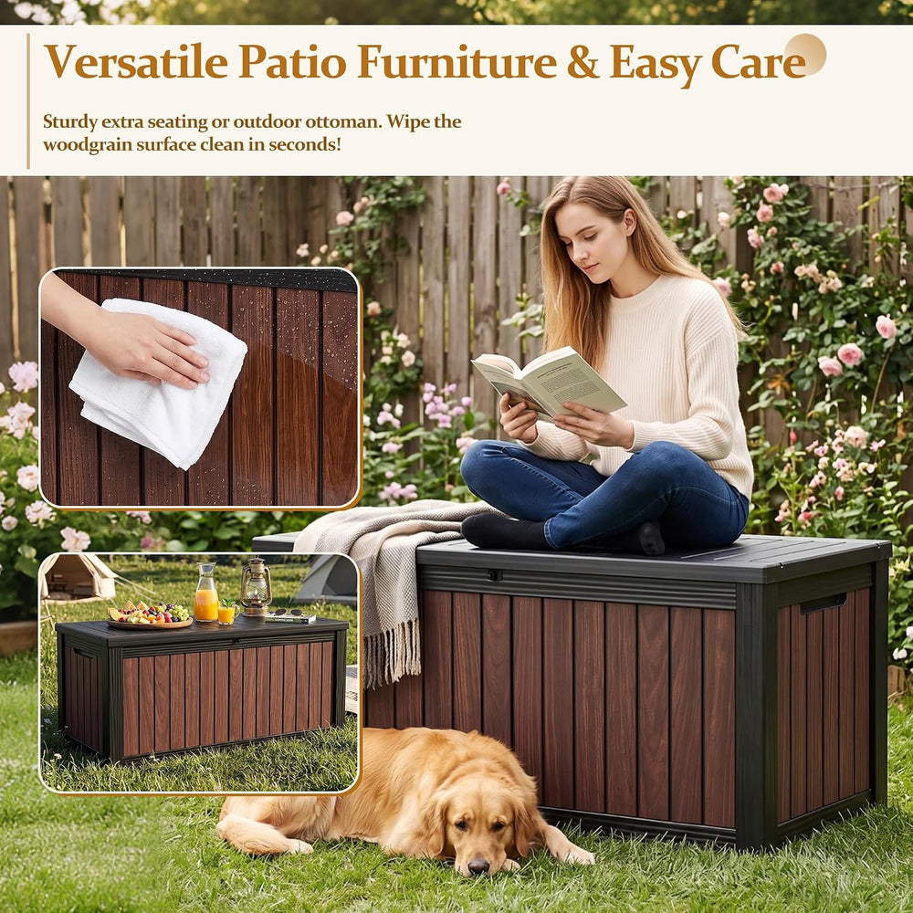 Outdoor Storage Deck Box (290 Gal Gen2) UV-Resistant w/ Gas Struts