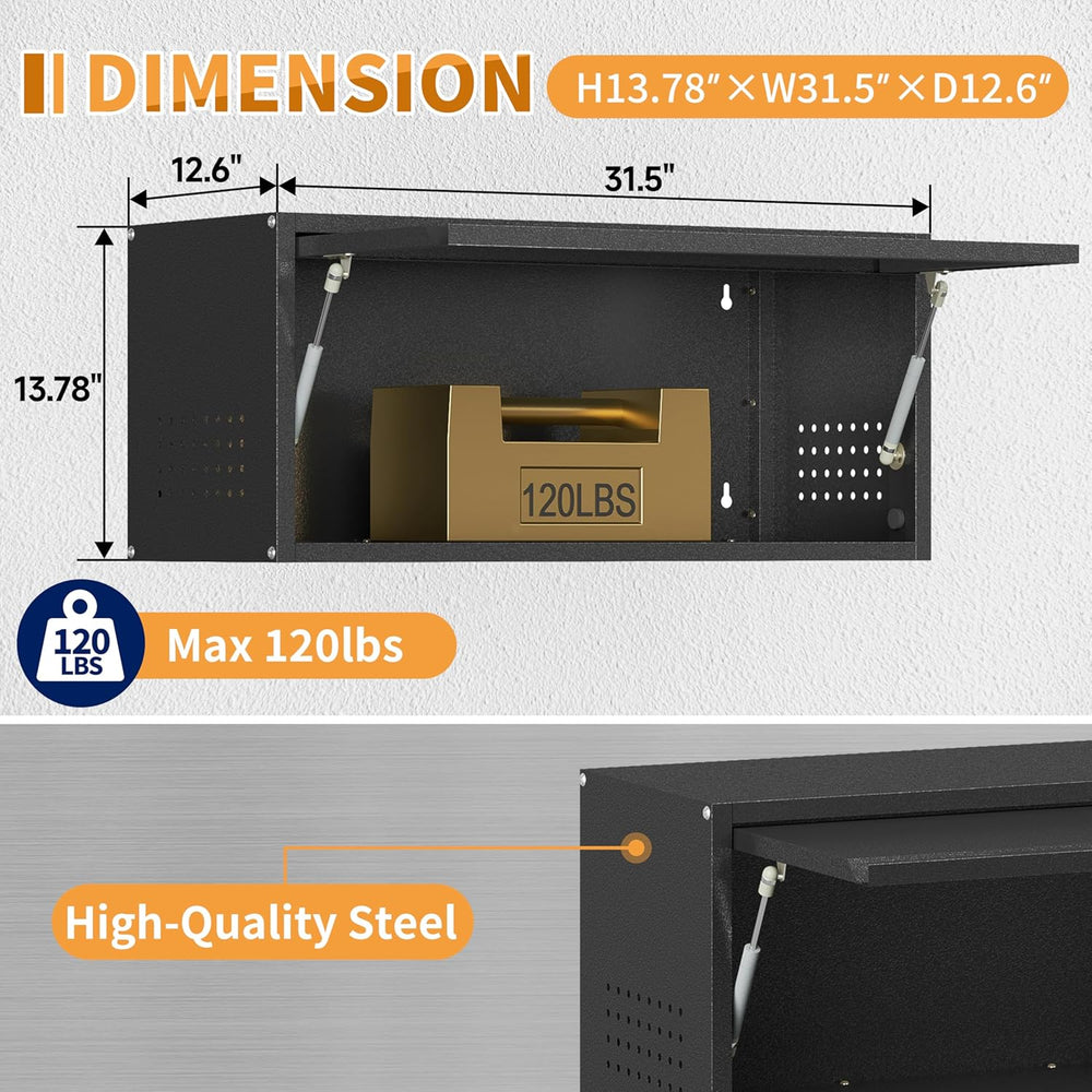 Metal Garage Wall Cabinet with Up-Flip Door,Steel Upper Storage Cabinet with ...
