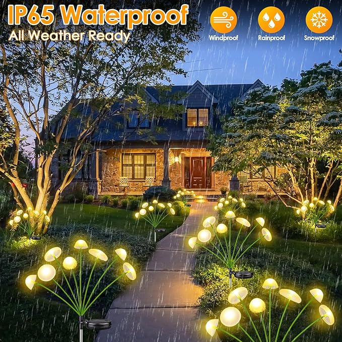 KAQ Solar Garden Lights Outdoor 6PK 48LED, Mushroom Solar Lights Outdoor, IP6...