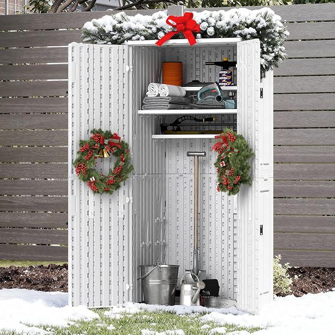 EHHLY Heavy Duty Tall Storage Cabinet Outdoor Weatherproof, 28 Cuft Garage St...