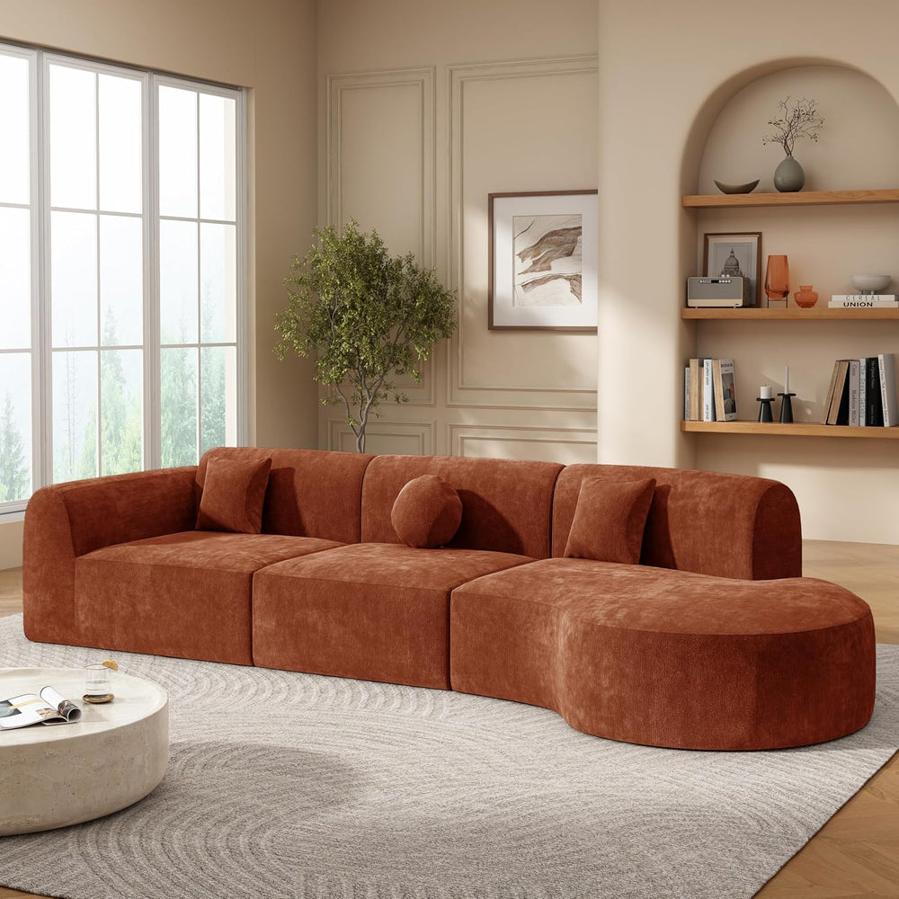 Merax 140" Curved Polyester Sectional Sofa Set, 7 Seat Modern Cloud Couc...