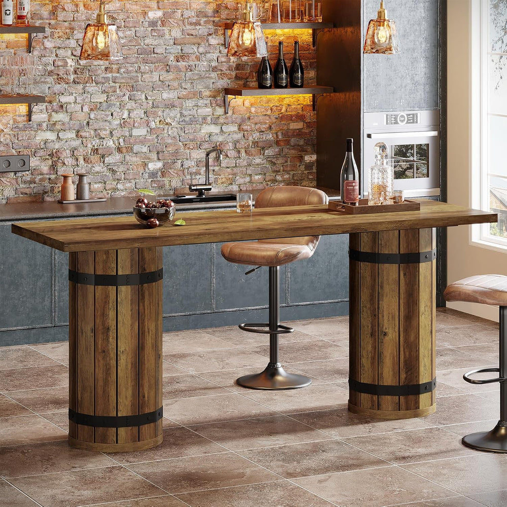 Tribesigns 70.9-Inch Long Bar Table, Farmhouse Counter Height Table