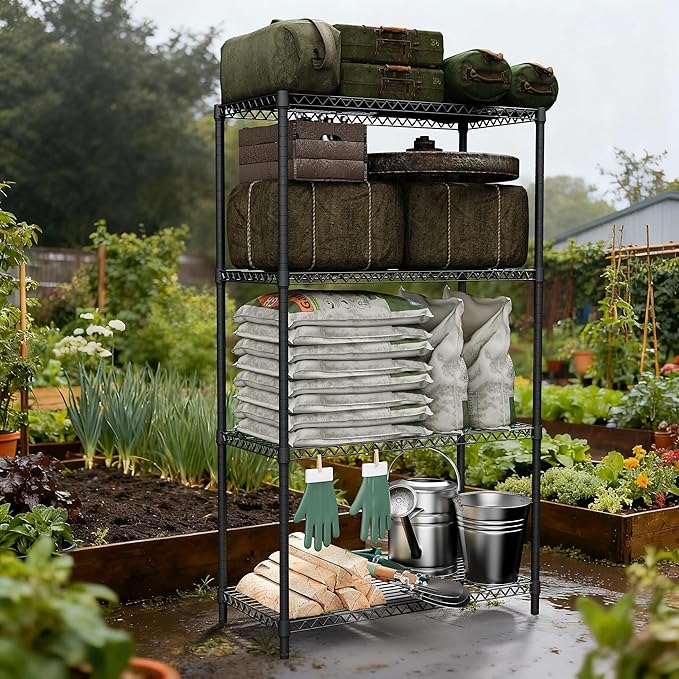 2400LBS 35.5" W Standing Shelf Units Wire Rust-Proof Outdoor Storage She...