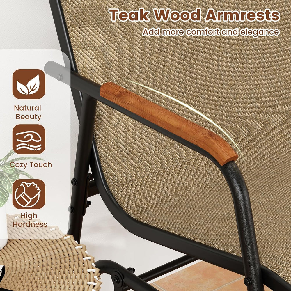Tangkula Patio Glider Chair, Swing Gliding Armchair w/Curved Teak Armrests &a...