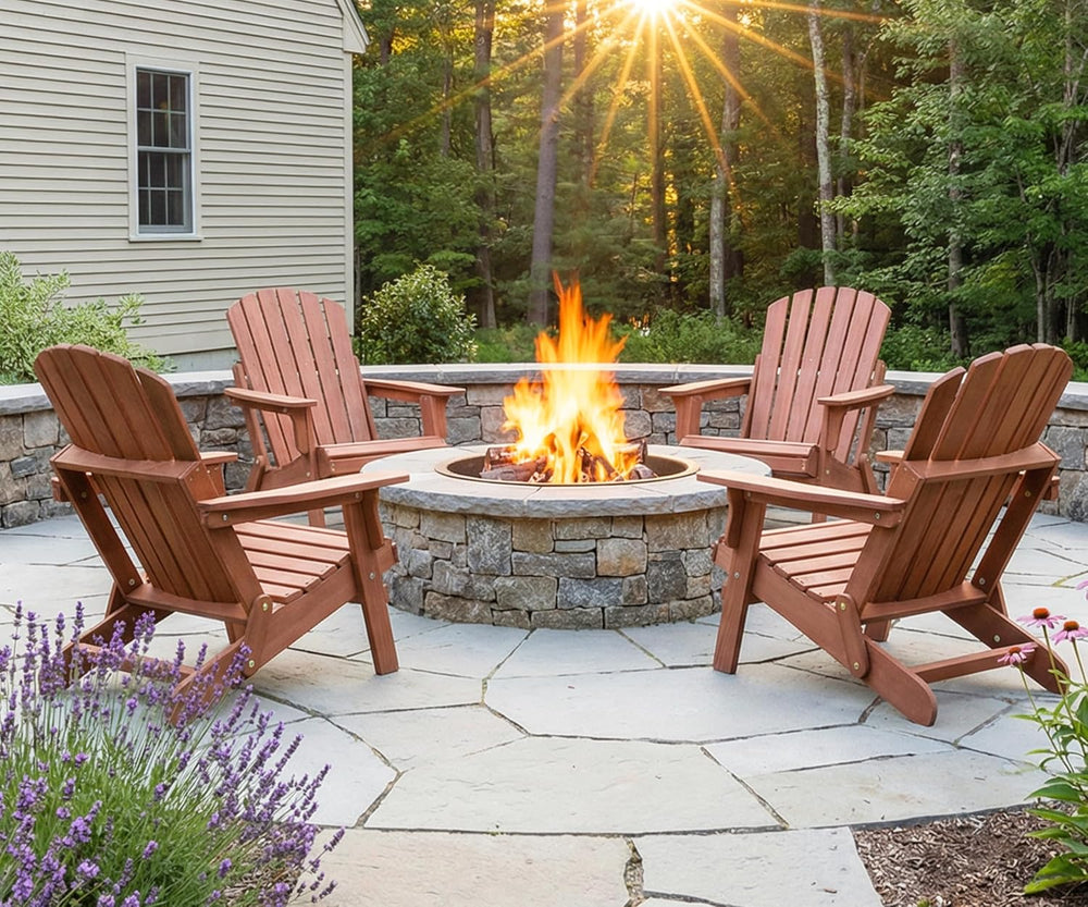SoliWood Oversize Wooden Outdoor Folding Adirondack Chair with Pre-Assembled ...