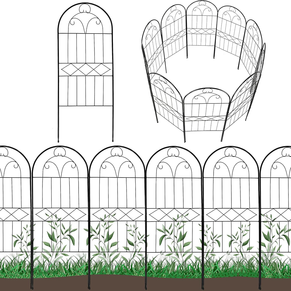 Decorative Garden Fence 30in (H) x 10ft (L), 10 Pack Rustproof Metal No Dig F...