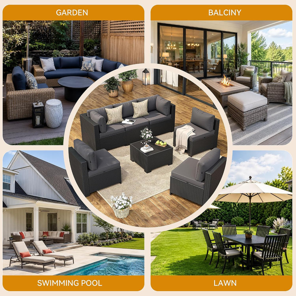 Aoxun 7-Piece Outdoor Furniture, Patio Furniture Sets with Thick Cushions, Wi...