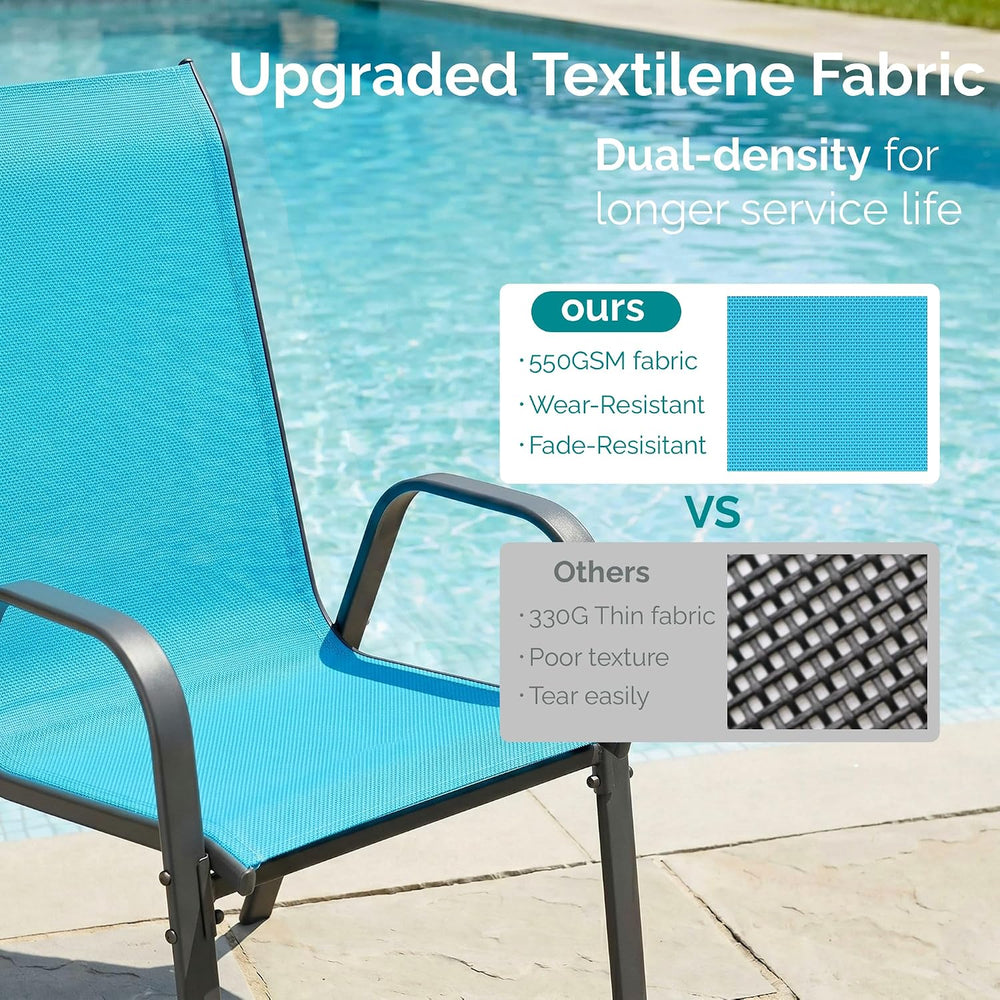 MAMIZO 7 Pieces Patio Dining Set for 6, Glass Table and Textilene Chairs
