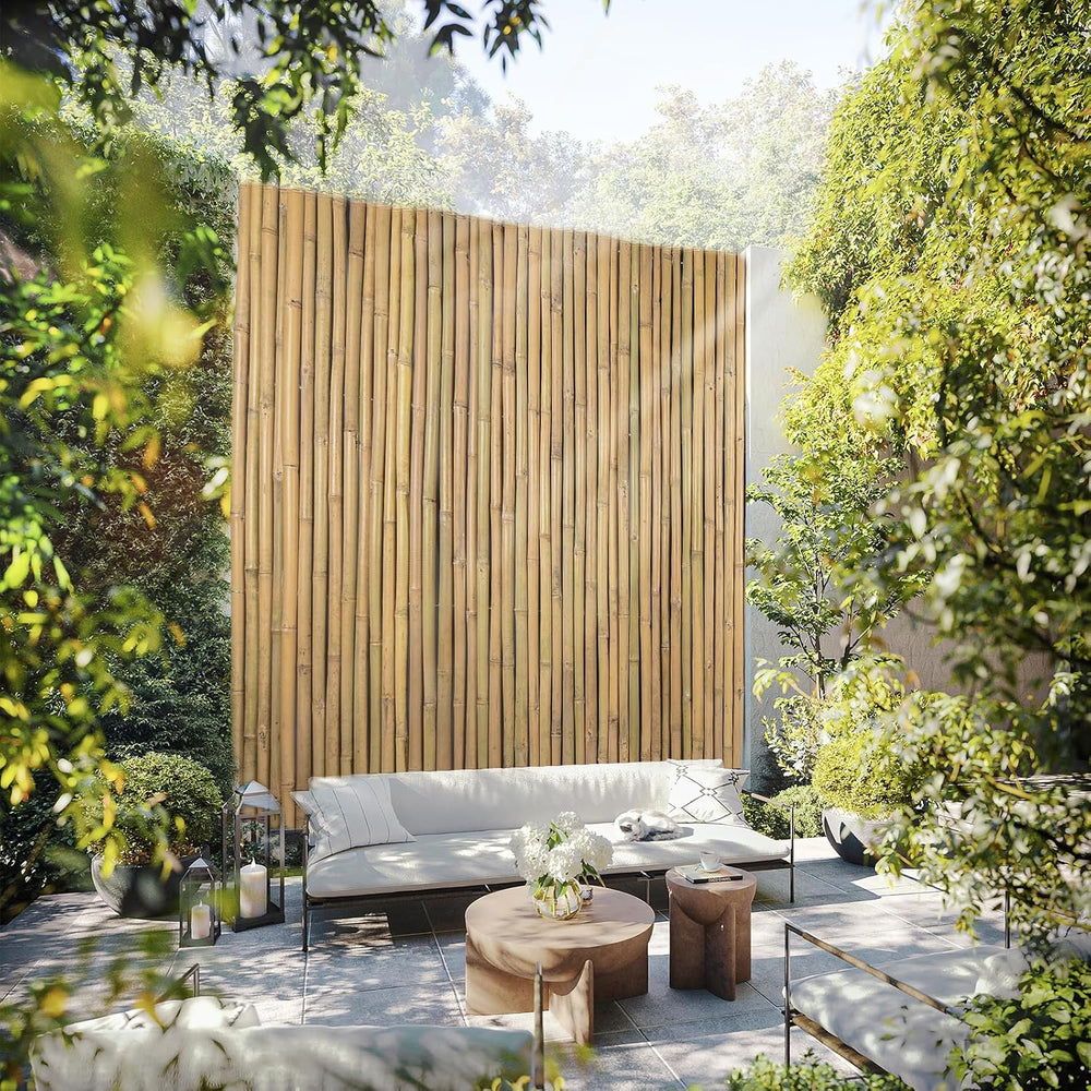 Bamboo Rolled Fence 4ft H x 8ft L x 0.7In D, Eco-Friendly Natural Bamboo Fenc...