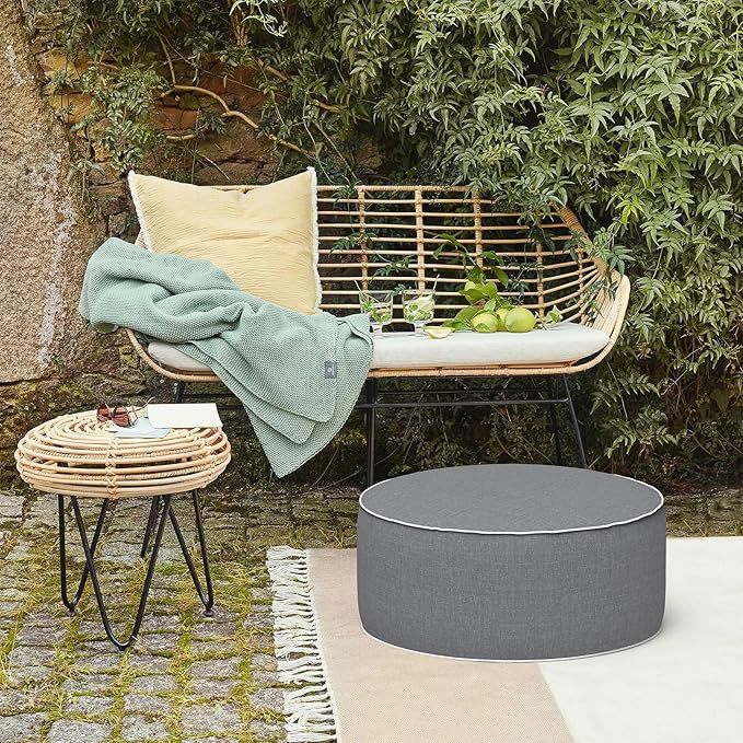 LVTXIII Outdoor/Indoor Inflatable Ottoman, 21"x21"x9" Patio Fo...