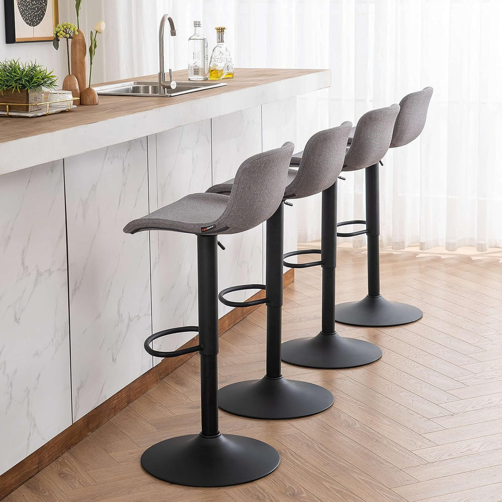 YOUTASTE Fabric Grey Bar Stools Set of 2, Modern Upholstered Counter Height B...