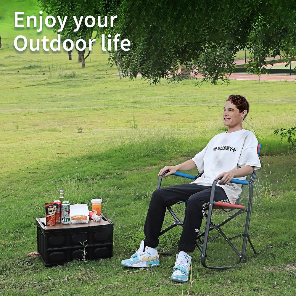 Oversized Rocking Camping Chair, Portable Folding Director Chair, Rocker Camp...