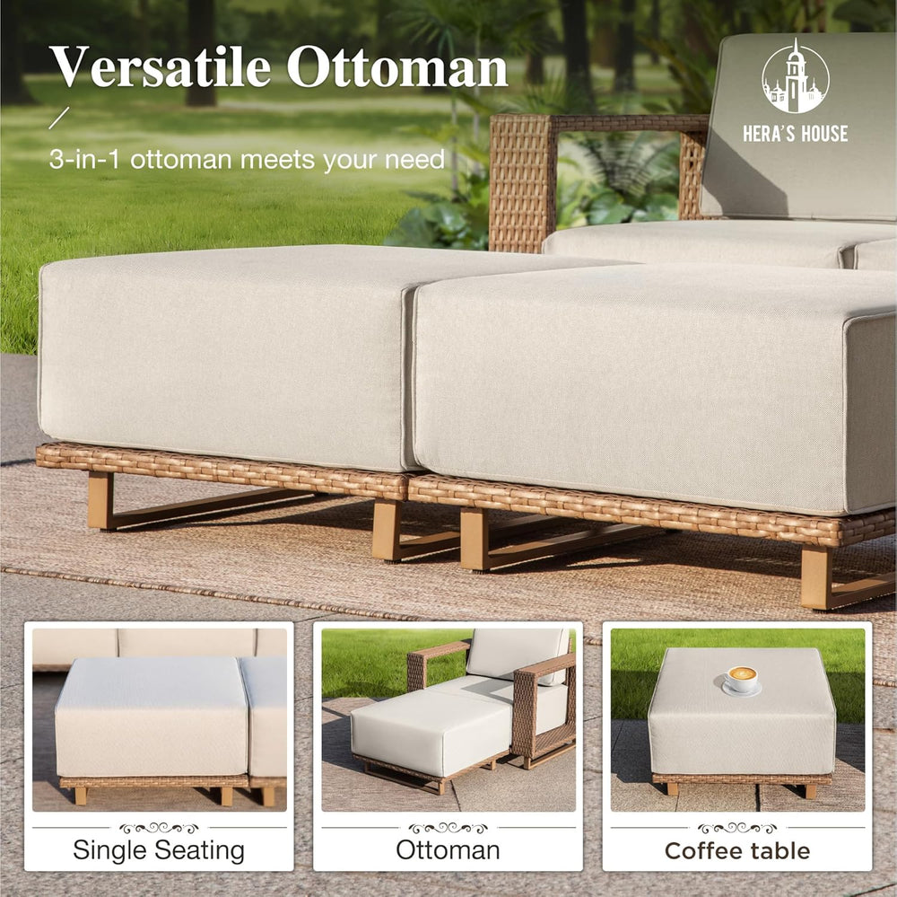 6pcs Patio Sectional Furniture Set with 10" Thick Cushions