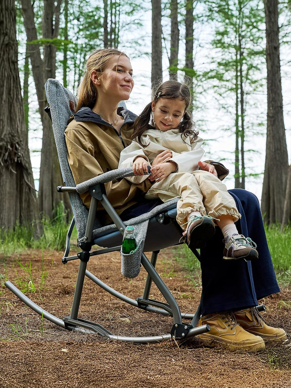 EVER ADVANCED Oversized Folding Rocking Camping Chair, Padded