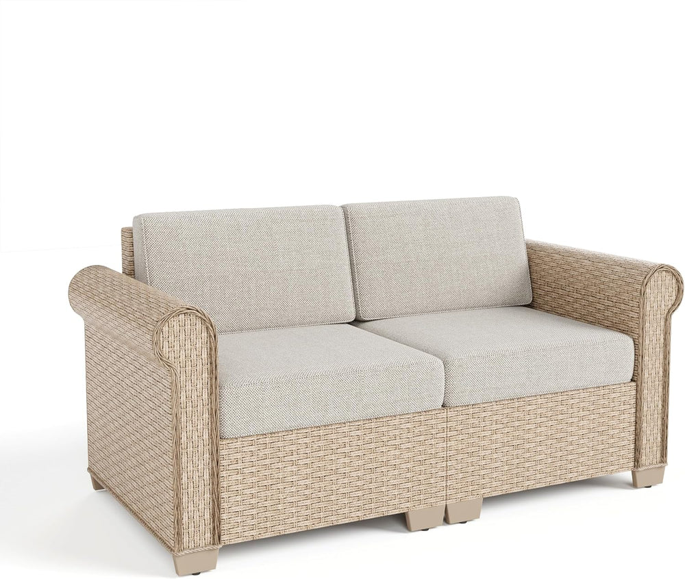 HERA'S HOUSE 2-Piece Wicker Patio Sectional Set, 2-Seat, Modular Design