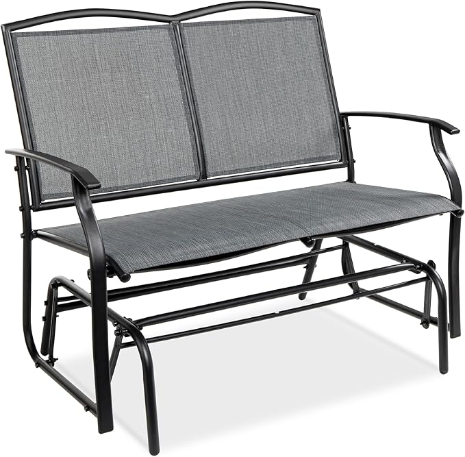 Best Choice Products 2-Person Outdoor Patio Swing Glider Steel Bench Loveseat...