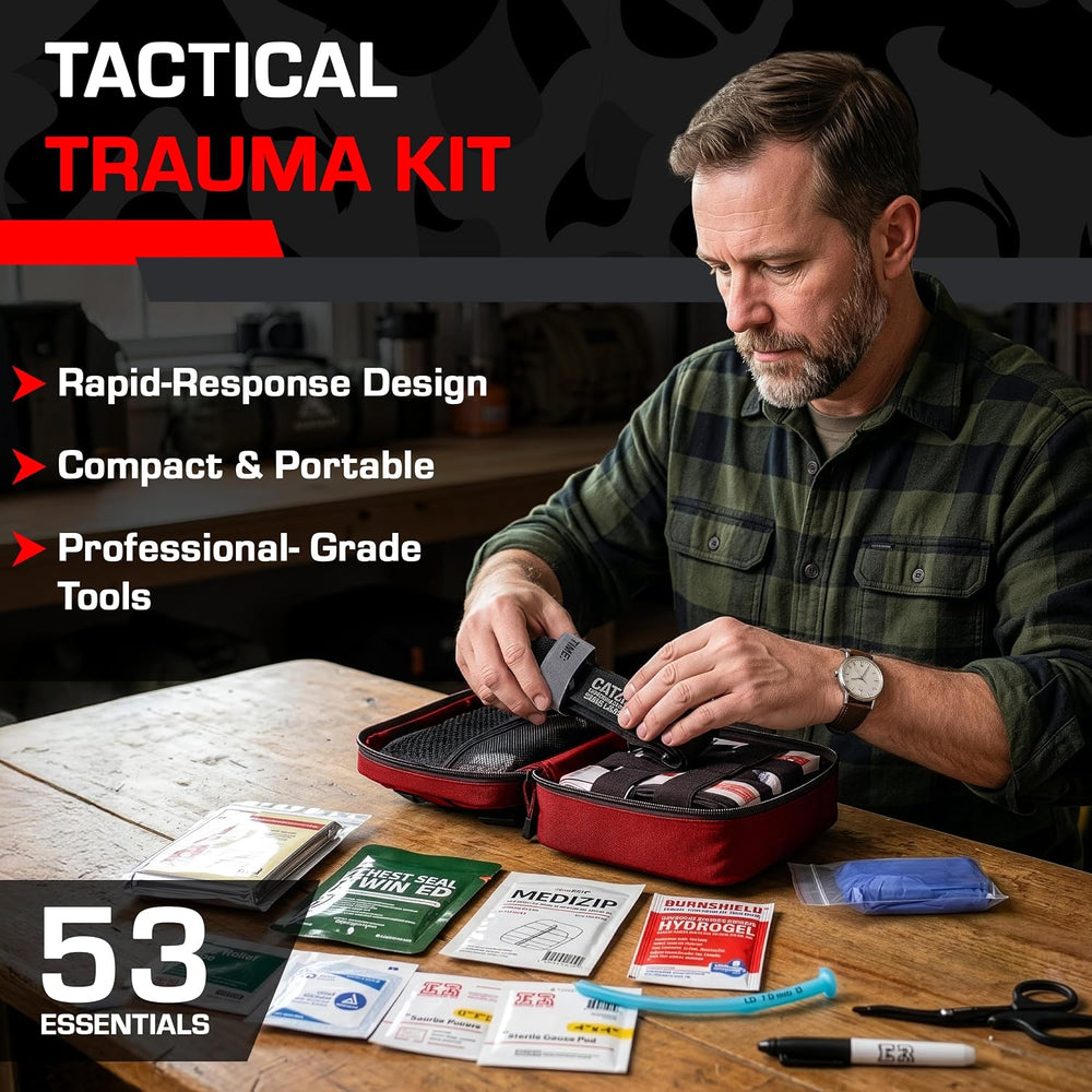 MediTac IFAK Trauma Kit with C-A-T Tourniquet, Chest Seal, Hemostatic Gauze, ...