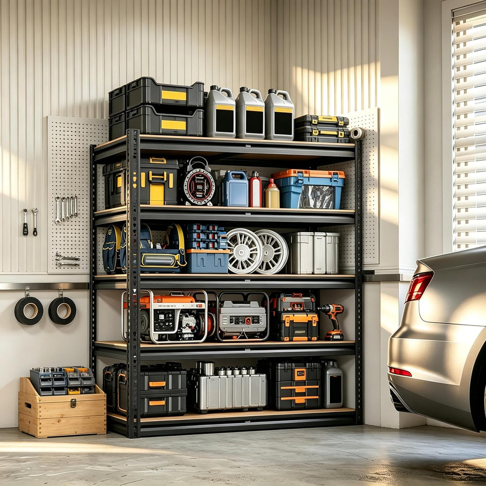 Storage Shelving Unit, 5 Tier Garage ShelvesHeavy Duty, Adjustable Metal Shel...