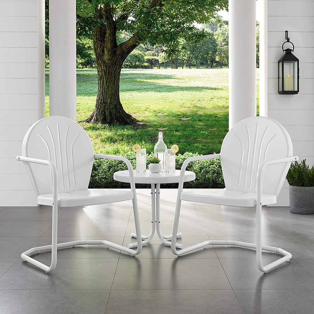 Crosley Furniture Griffith Retro Metal 3-Piece Chair & Side Table Set