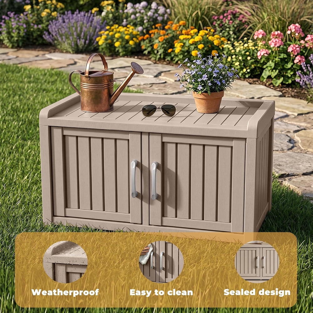 ROJIK Shoe Cabinet Waterproof UV-Resistant,Storage Bench Indoor Outdoor with ...