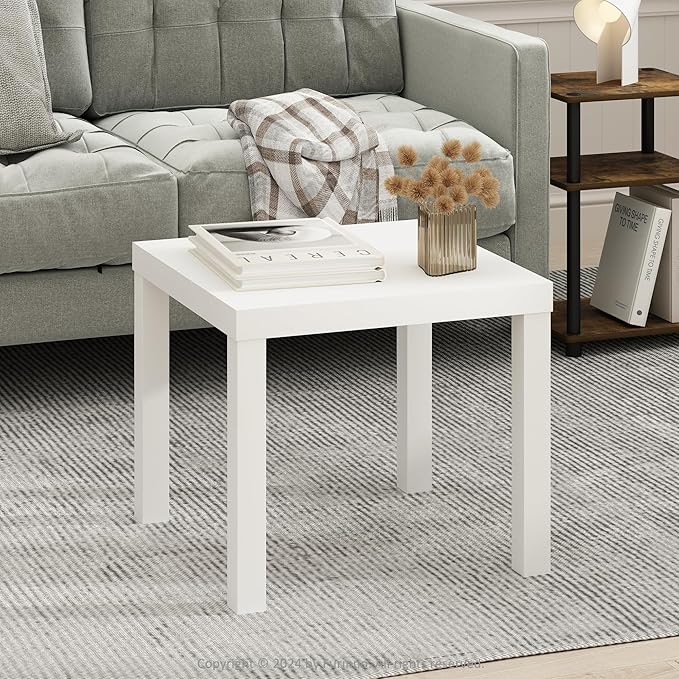 Furinno Classic Coffee Table, Square Modern Coffee Table with Triple Thick Ta...
