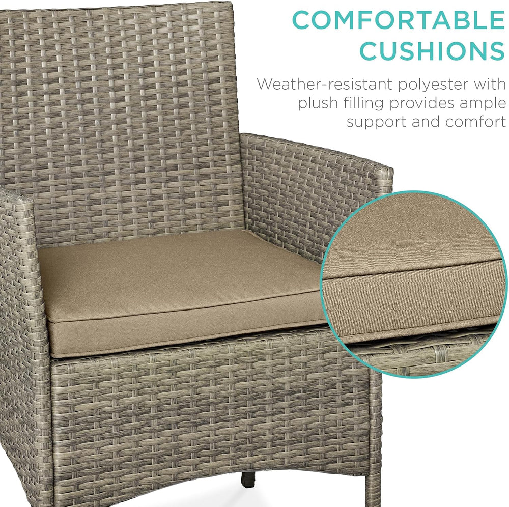 Best Choice Products 3-Piece Outdoor Wicker Conversation Bistro Set, Space Sa...