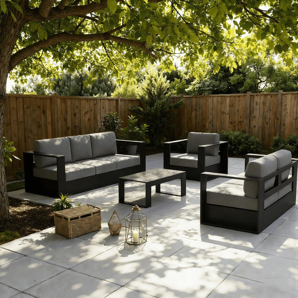 LayinSun 4 Piece Oversized Aluminum Outdoor Furniture Set with Coffee Table