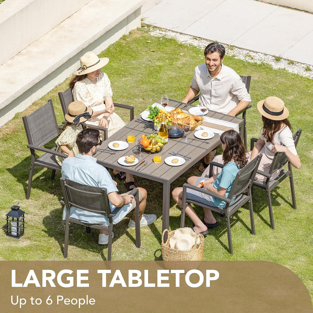 Devoko Patio Dining Set 7 Pieces Metal Outdoor Furniture (Grey)